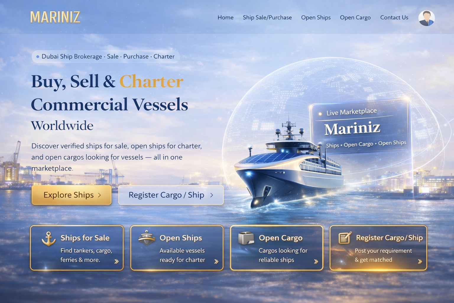 Mariniz.com - Ship Sale Purchase & chartering platform